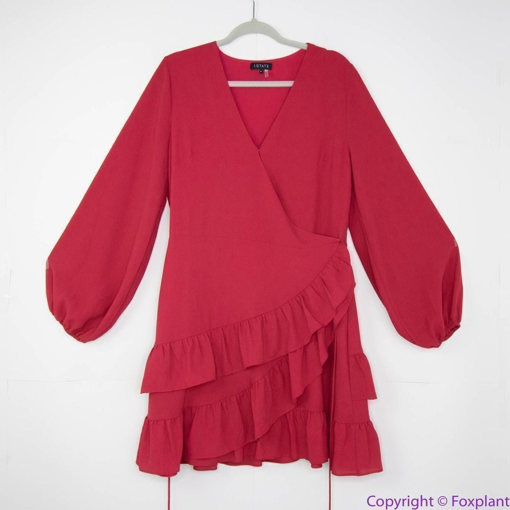 1. State Red Ruffle Mini Dress - Picture 2 of 16